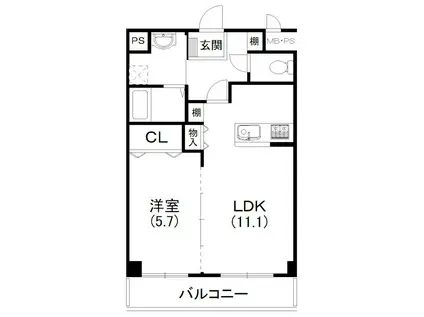 ロイヤルパーク浜松幸(1LDK/2階)の間取り写真