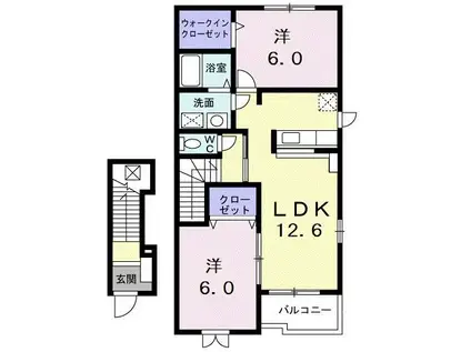 カーサ・アバンツァート(2LDK/2階)の間取り写真