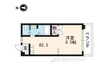 ヴィーヴル藤の森(1K/5階)の間取り写真