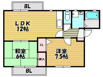 ヴィラージュコートアピオ(2LDK/1階)の間取り写真