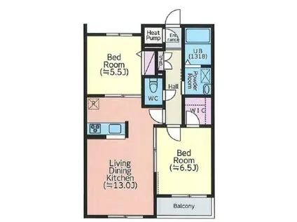 オブロン・ジ・エール 103 手100(2LDK/1階)の間取り写真