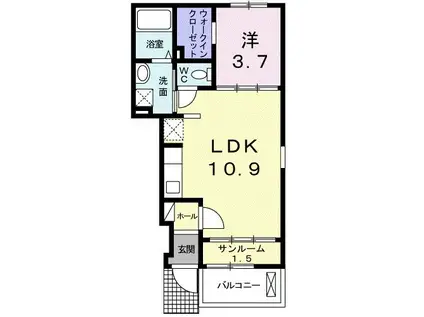ブルーメ(1LDK/1階)の間取り写真
