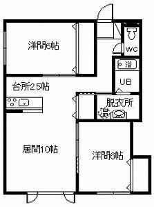 ハイグランド2(2LDK/2階)の間取り写真