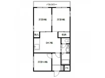 ラフォーレ飯倉(3DK/2階)の間取り写真