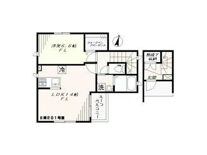 グリーンローズE棟(1LDK/2階)の間取り写真