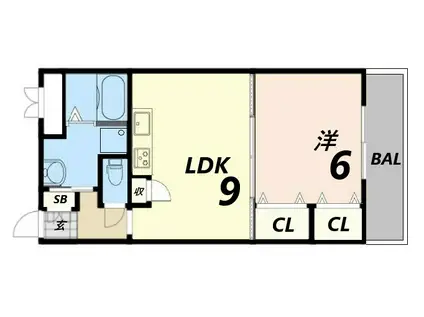 住吉マンション(1LDK/4階)の間取り写真
