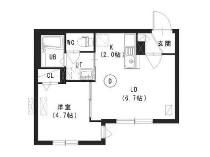 ユヌ・ポム(1LDK/1階)の間取り写真