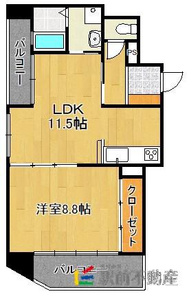 フロスター千早(1LDK/8階)の間取り写真
