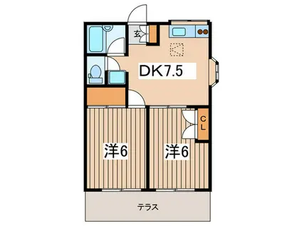 サンハイツ斉藤3(2DK/1階)の間取り写真