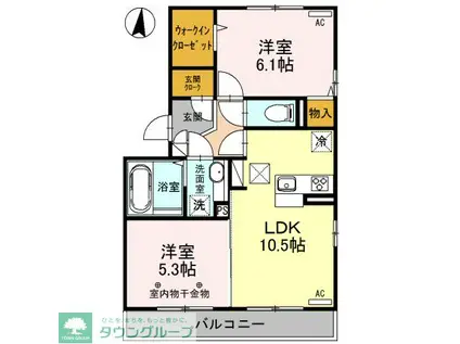 リヴェールマリーズ D(2LDK/1階)の間取り写真