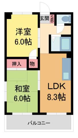 サカセイーストビル(2LDK/4階)の間取り写真