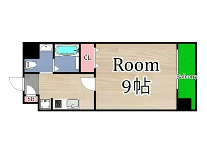 パークヒルズ都島 縁(1K/8階)の間取り写真