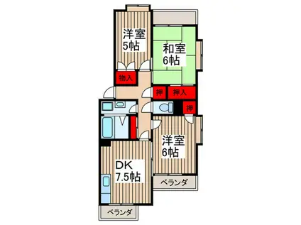 ベルメゾン小島(3DK/1階)の間取り写真