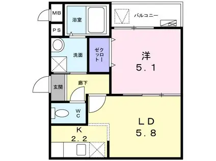 フジパレス堺大浜中町II番館(1LDK/3階)の間取り写真