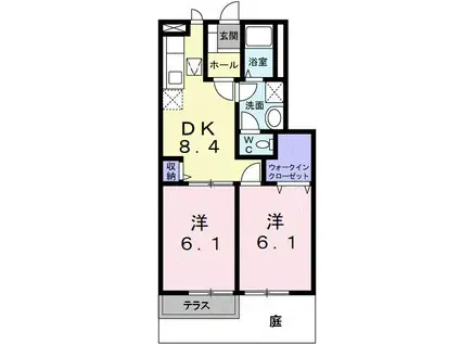 カーサ・ソレアード(2DK/1階)の間取り写真