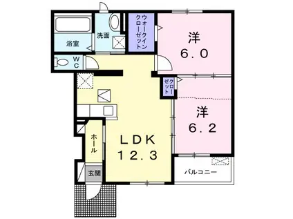 プログレスII(2LDK/1階)の間取り写真