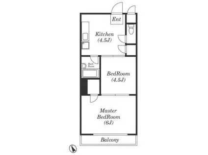 ヒルトップクラルテ(2K/1階)の間取り写真