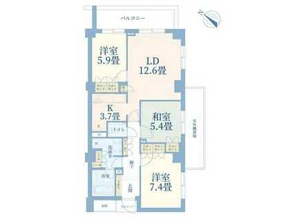 ルフォン中野上鷺宮壱番館(3LDK/4階)の間取り写真