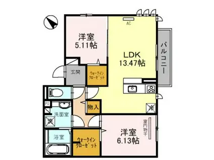 ウエストクロス(2LDK/2階)の間取り写真