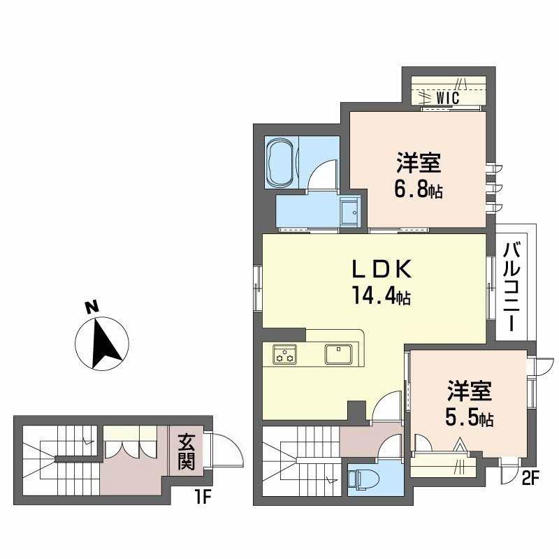 シャーメゾン堂ヶ芝(2LDK/1階)の間取り写真