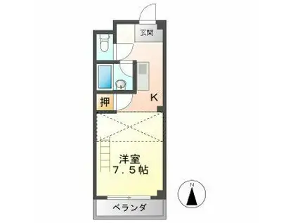 エストゥディオM B棟(ワンルーム/3階)の間取り写真