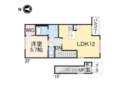 カーサ・ドマーニ(1LDK/2階)の間取り写真