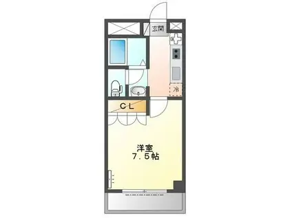 ソレイユ御幸(1K/1階)の間取り写真