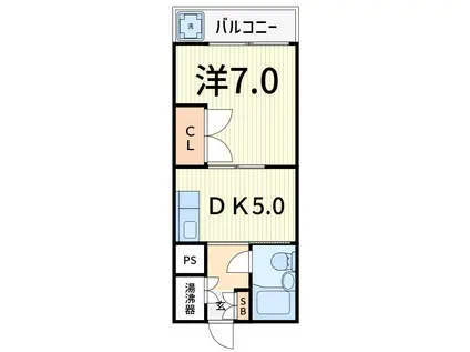 メズンリュミエール(1DK/3階)の間取り写真