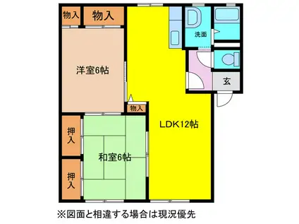 ディアス池田A-C棟(2LDK/1階)の間取り写真