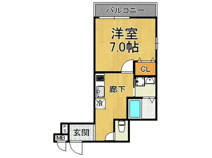フジパレス甲子園2番館(1K/2階)の間取り写真