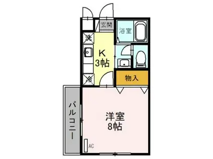 ウェルシー(1K/2階)の間取り写真