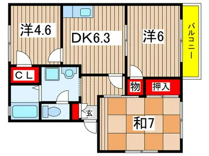 リーフハイツB(3DK/2階)の間取り写真