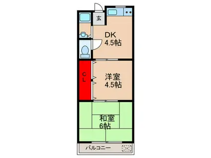 マンション淀(2DK/4階)の間取り写真