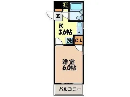 エチュード花丘(1K/4階)の間取り写真