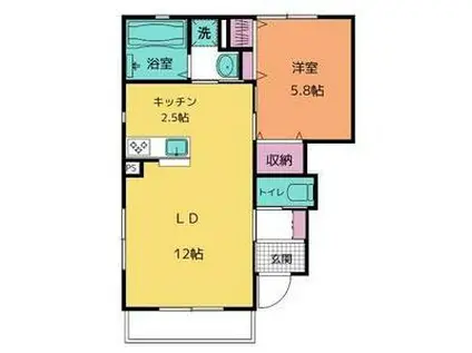 カサロサ ペット(1LDK/1階)の間取り写真