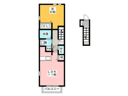 ベル シャルマン(1LDK/2階)の間取り写真
