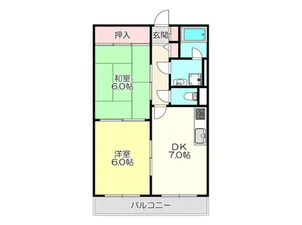 I PLAZA(2DK/2階)の間取り写真