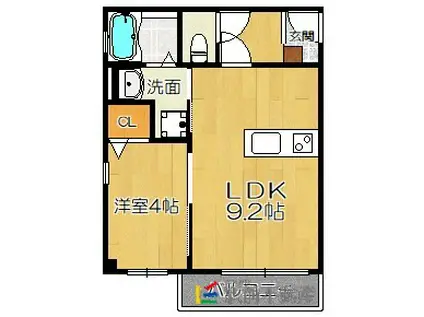 グレース別府(1LDK/3階)の間取り写真