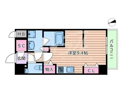 アーバス天満橋(ワンルーム/11階)の間取り写真