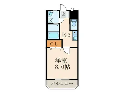 サングレース徳力(1K/9階)の間取り写真