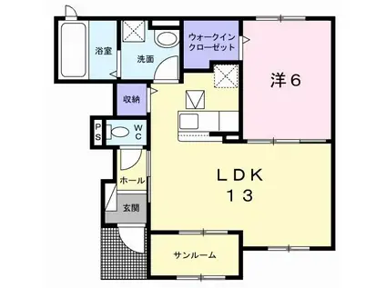 ビエント(1LDK/1階)の間取り写真