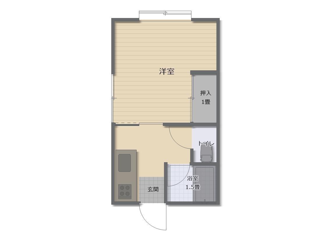 由利高原鉄道 薬師堂駅(秋田) 徒歩11分 2階建 築35年(1K/1階)の間取り写真