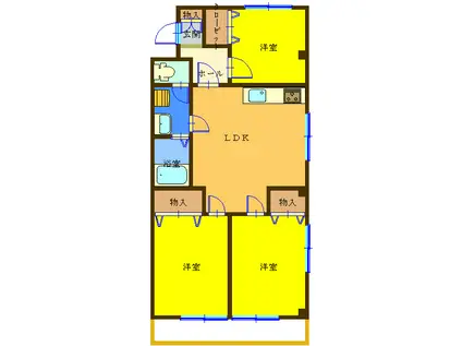 サンライズ(3LDK/3階)の間取り写真