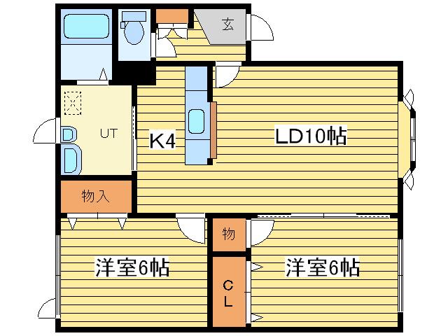 アマランス伏古(2LDK/2階)の間取り写真