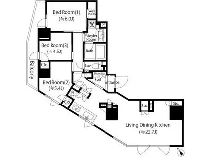 コノート茗荷谷(3LDK/8階)の間取り写真