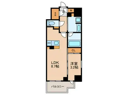 リビオレゾン靱公園(1LDK/9階)の間取り写真