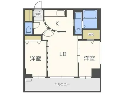コローレ知事公館前(2LDK/9階)の間取り写真