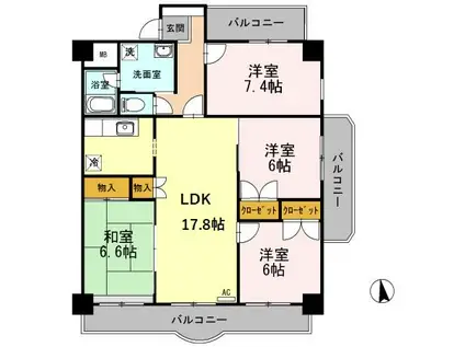 エザンス木之庄II(4LDK/2階)の間取り写真