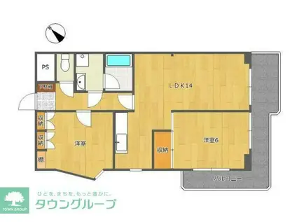 キャストル市ヶ尾(2LDK/4階)の間取り写真