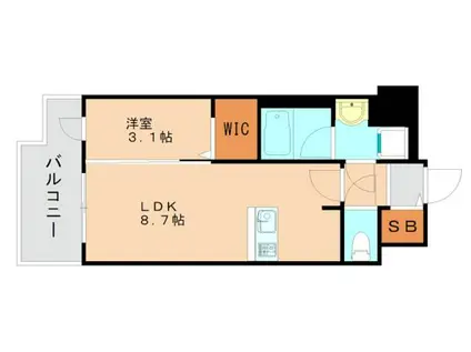 グランフォーレ千早マークスクエアイーストウイング(1LDK/6階)の間取り写真